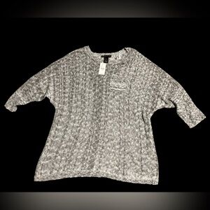 Lane Bryant Women’s Short Sleeve Sweater, heathered grey, 22/24